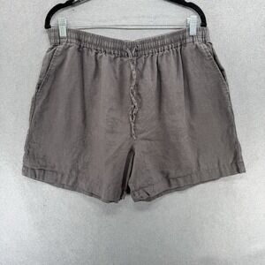 Muji Shorts Womens Size XXL Gray 100% Linen High Waist Coastal Beachy Minimalist